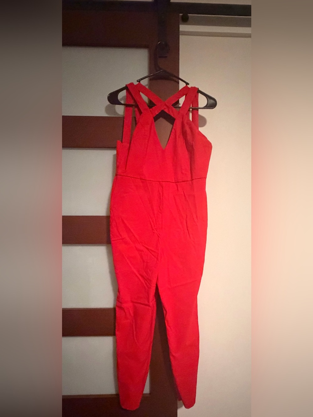 ASOS Red Crisscross Strap Jumpsuit
